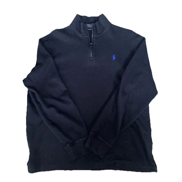 Polo Ralph Lauren Pullover Mens L Black 1/4 Zip Estate Rib Sweater Shirt Classic - Picture 1 of 5